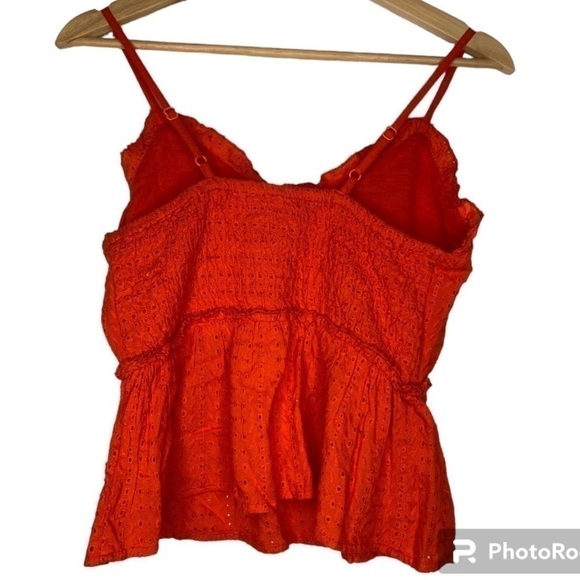 NWT SIM & SAM RED SPAGHETTI STRAP TOP WITH EYELET DETAIL SIZE SMALL - Picture 4 of 4